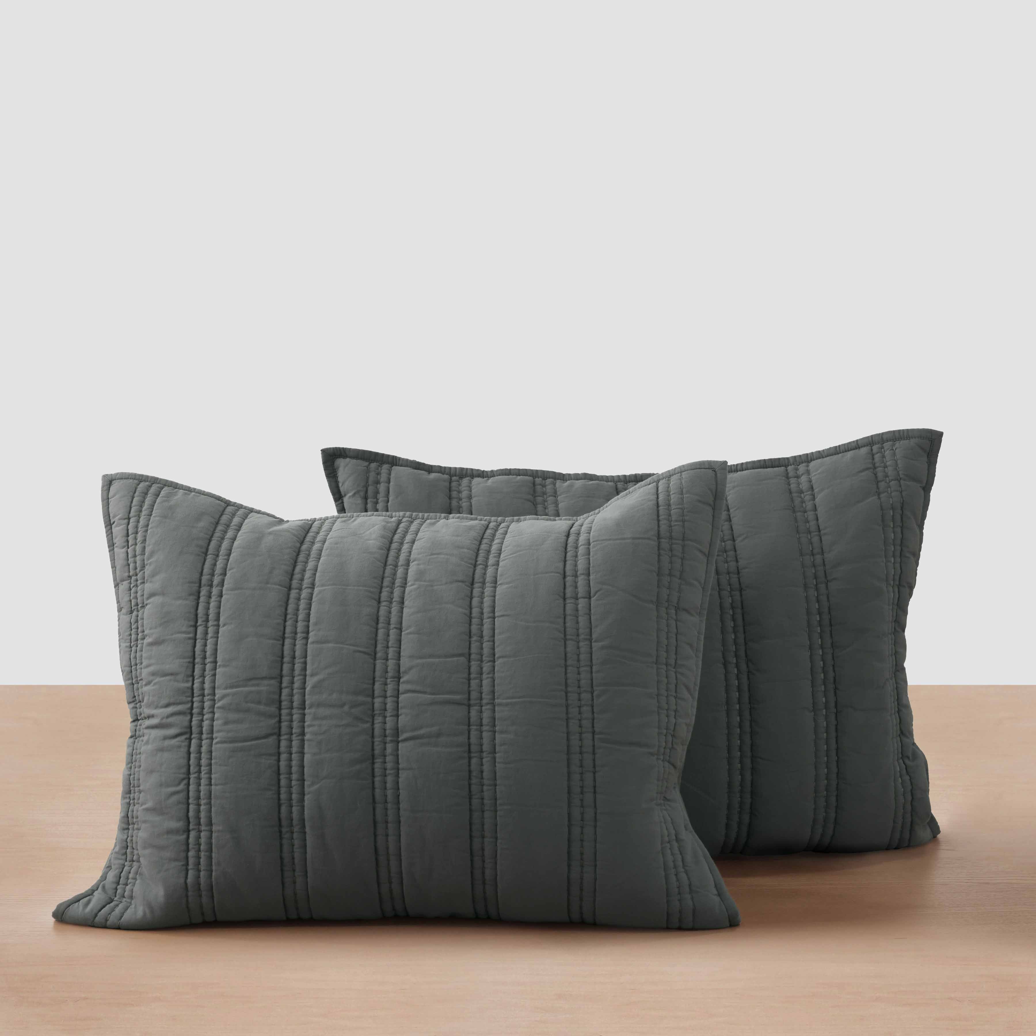 Organic Stonewashed Percale Channel Quilt & Sham Set