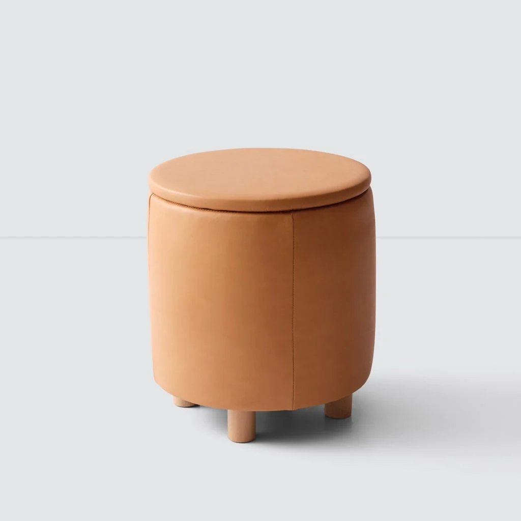 Torres Leather Storage Ottoman - Small