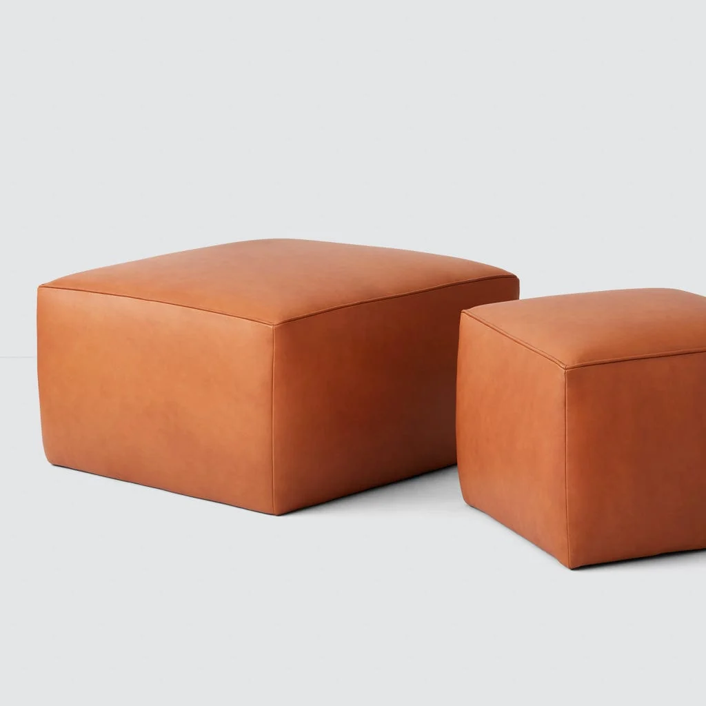 Torres Square Leather Ottoman - Medium & Large